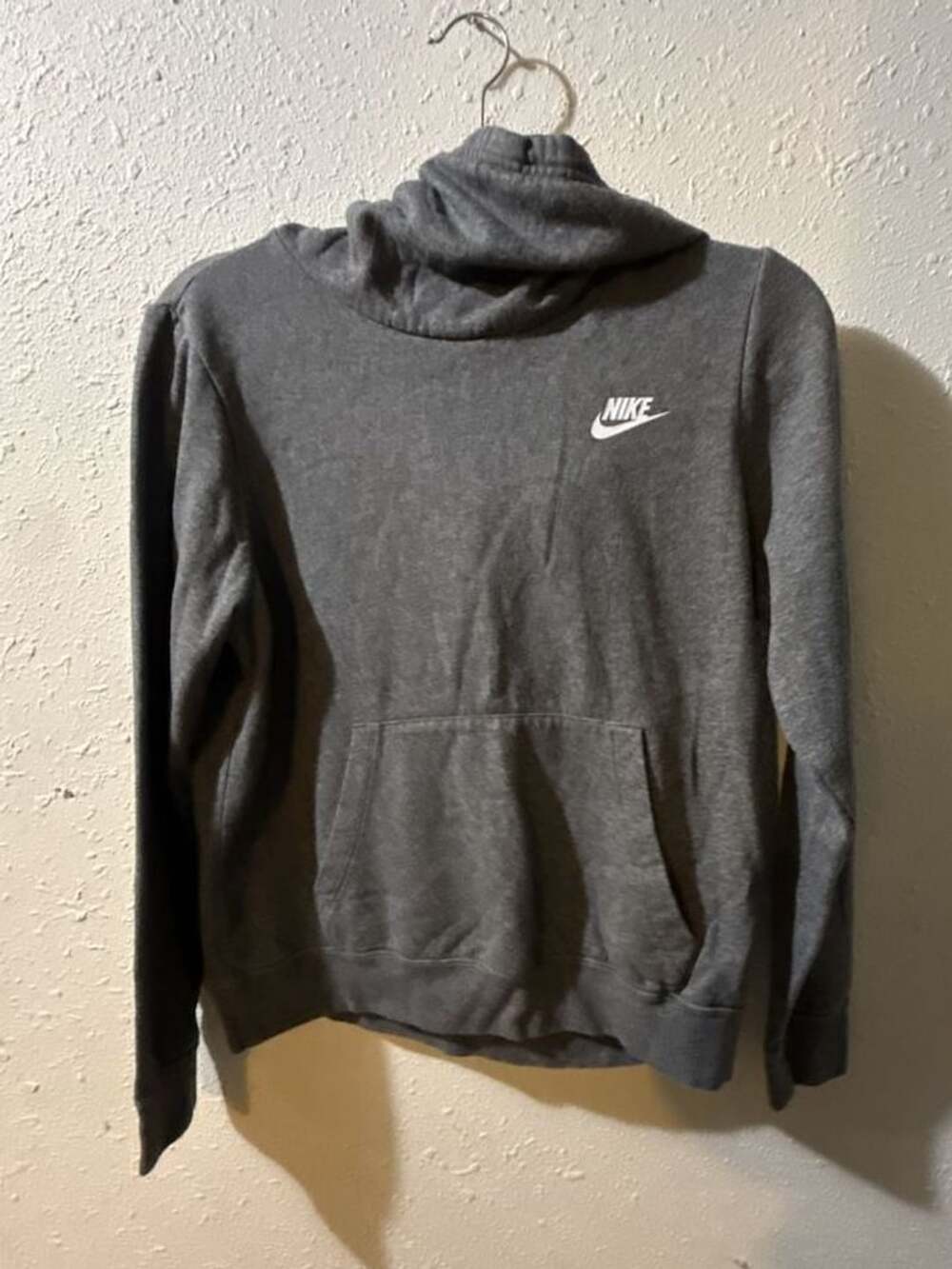 Nike Cowl Neck Pullover Hoodie Size Small Gray Pullover Front Pocket